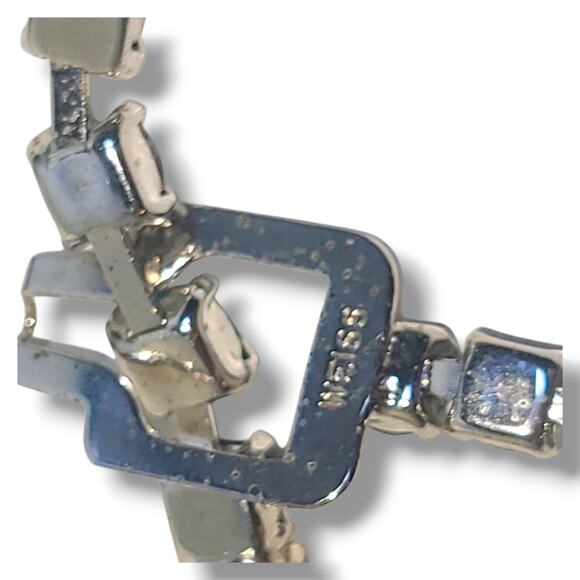 Vintage Weiss Signed Aurora Borealis Rhinestone Statement Necklace Blue Purple - Picture 4 of 10